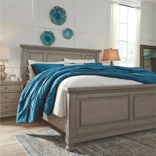 Light Grey Wood Panel Bed