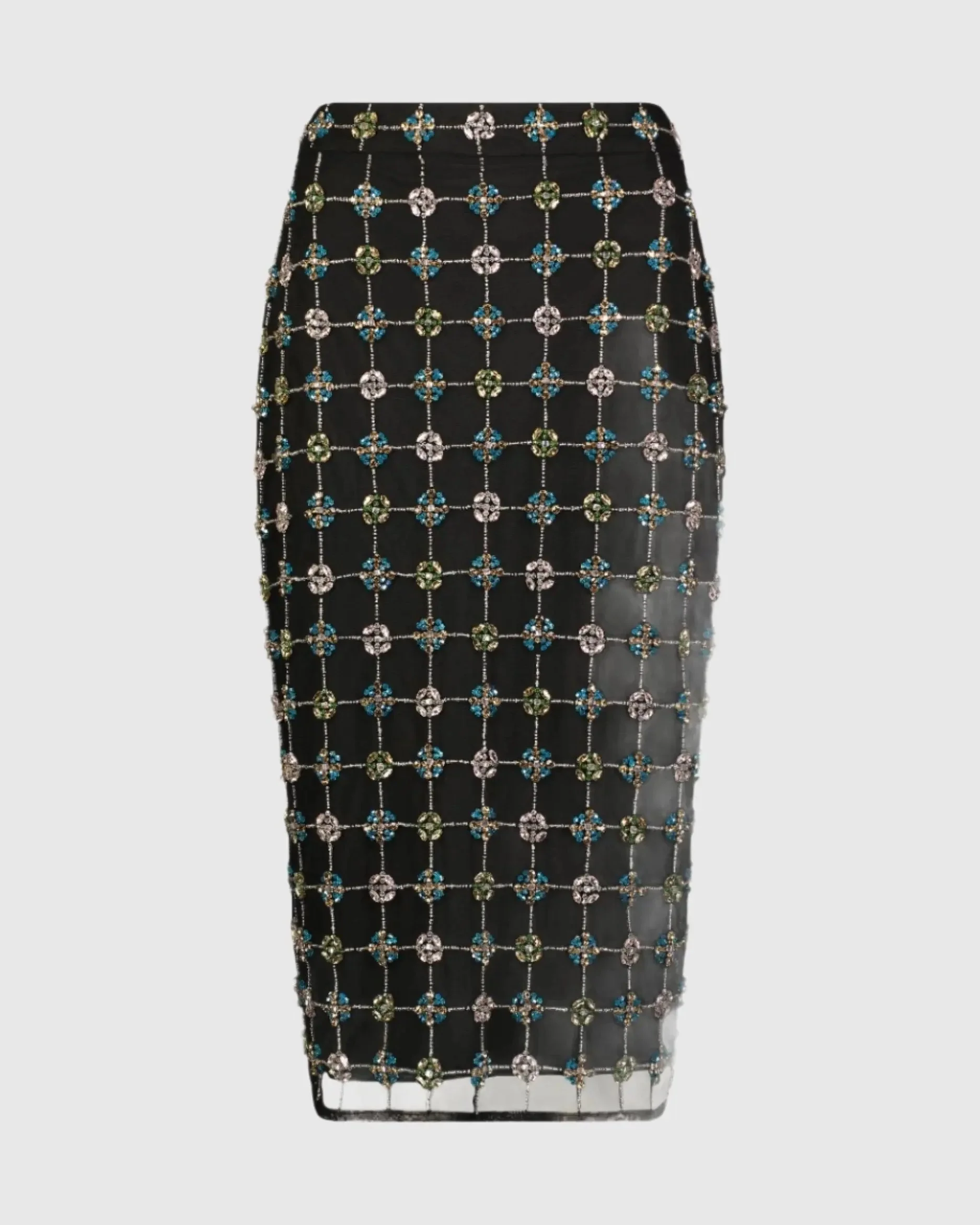 Black Embellished Geometrical Skirt with Rhinestones - FINAL SALE