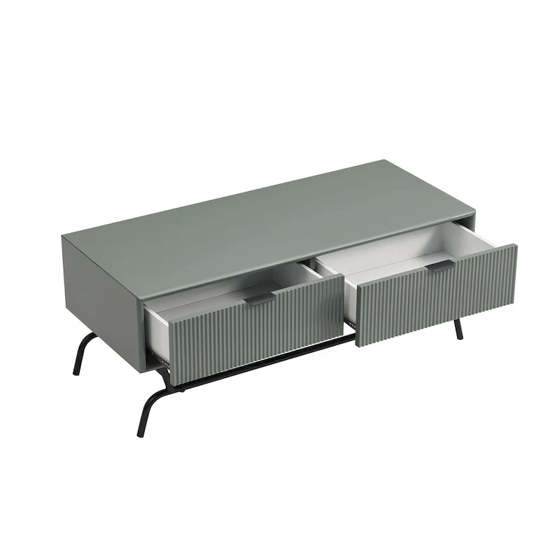 DH BASIC Modern 42-inch 2-Drawers Coffee Table with Metal Legs by Denhour