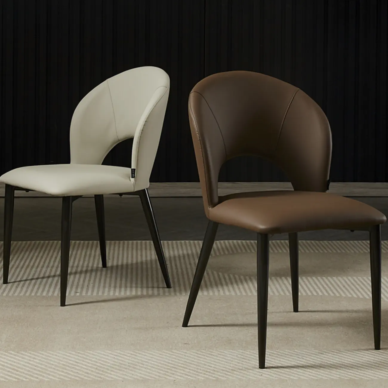 Mid Century Modern Dining Room Chairs Curved Back Faux Leather