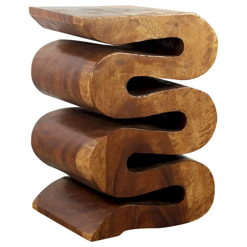Wood Wave Verve Accent Snake Table 12x14x20 in H Walnut Oil - 12 x 14 x 20