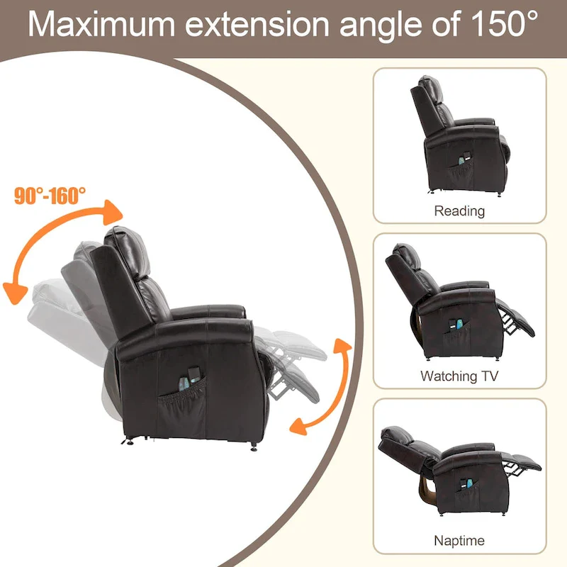 GZMR Faux Leather Elderly Power Lift Recliner Chair