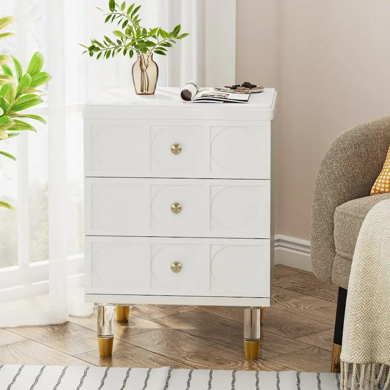 3-Drawer Nightstand with Two-Tone Finish