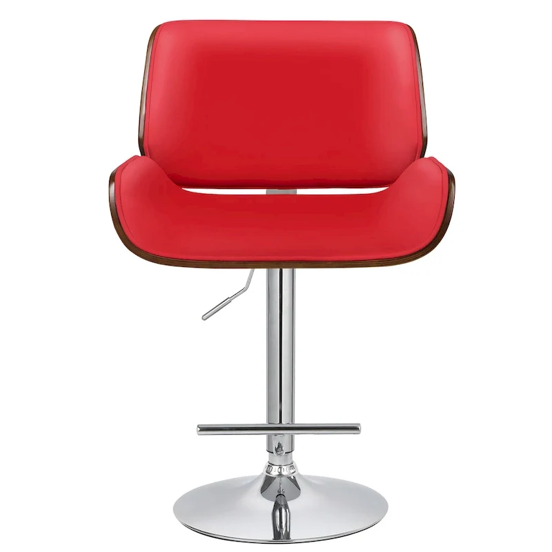 Adjustable Bar Stool, PU Leather, Chrome Base – Black/White/Red/Brown, Single