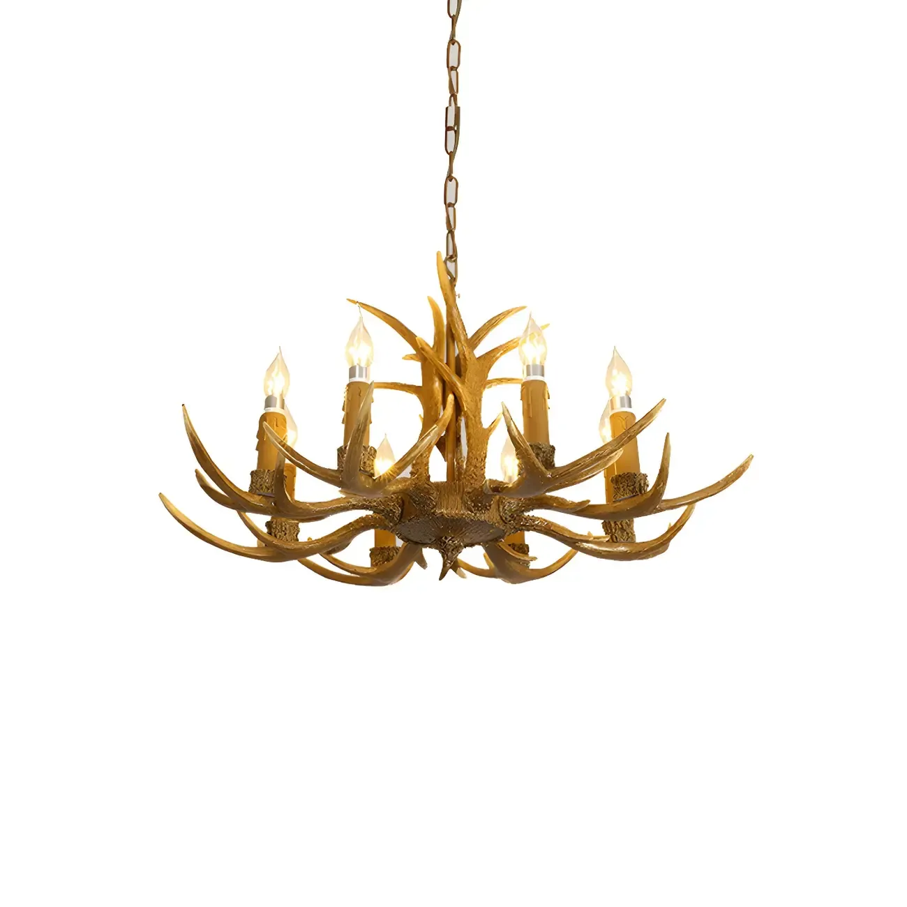 Gold Antler Shape Resin Rustic Chandelier Lighting