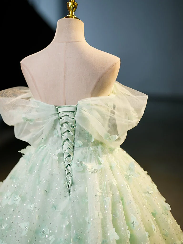 Quinceanera Dress Green Tulle A-Line Lace Long Sweet Dress