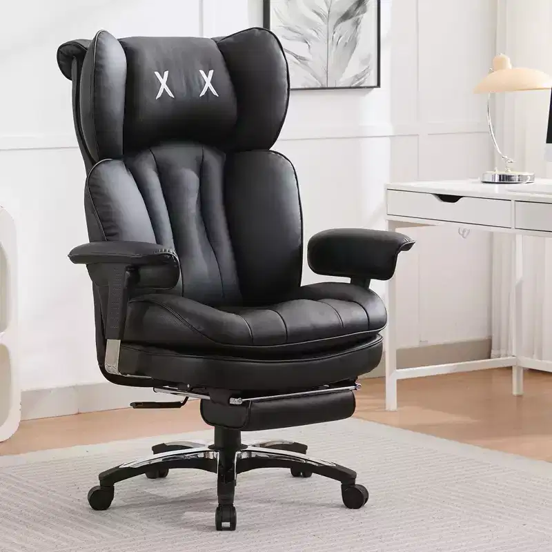 Efomao Ergonomic Big and Tall Office Chair, High Back PU Leather Computer Chair, Wide Seat Executive Desk Chair with Footrest and Lumbar Support