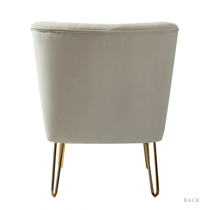 Velvet Tufted Accent Chair with Golden Metal Legs - Channel Back Design, High-Density Foam, 250 lbs Capacity, 26W x 30D x 31.5H