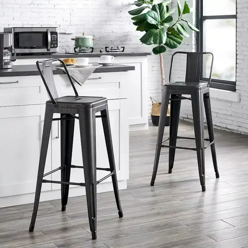 AC Pacific 30 Inch Metal Barstool Set of 2