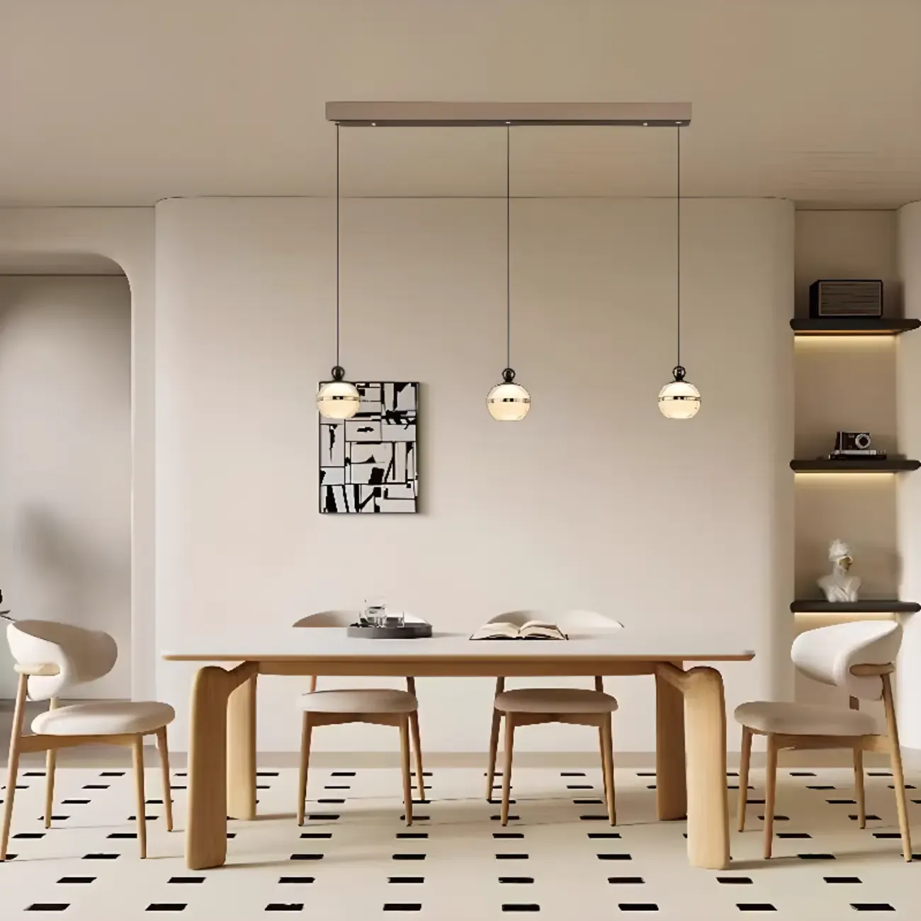 Modern Gold Glass 3-Light Adjustable Island Light