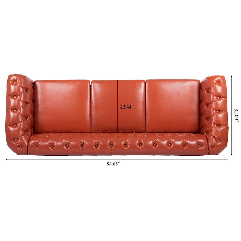 84.65   PU Rolled Arm Chesterfield 3 Seater Sofa