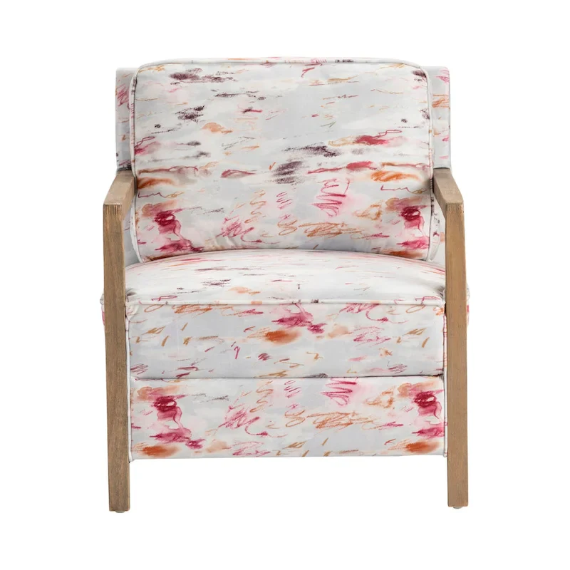Pink Floral Fabric Accent Chair, Single Seat, Multi-Color