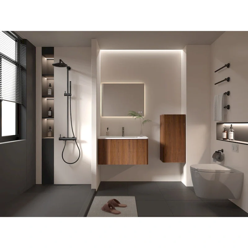 Wall-Mounted Floating Side Cabinet with Inside Shelves