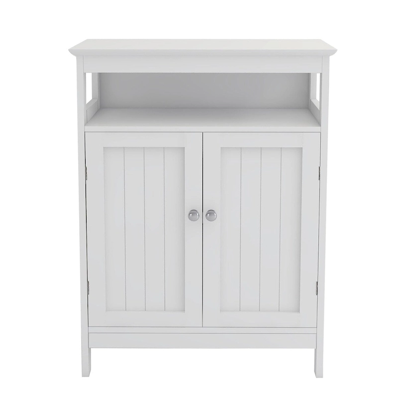 White Bathroom standing storage cabinet with double shutter doors