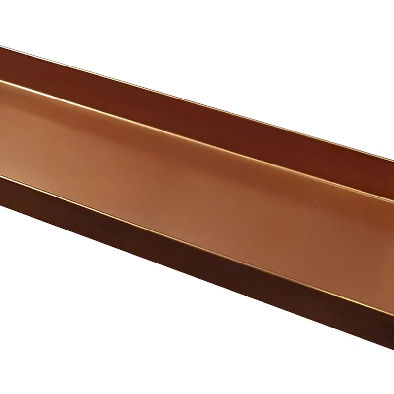 29 Inch Rectangular Metal Window sill Plant Tray with Trim Edges, Large, Copper