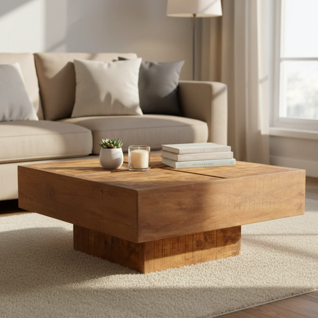 Coffee Table Brown Square Solid Mango Wood - 27  x 27  x 12