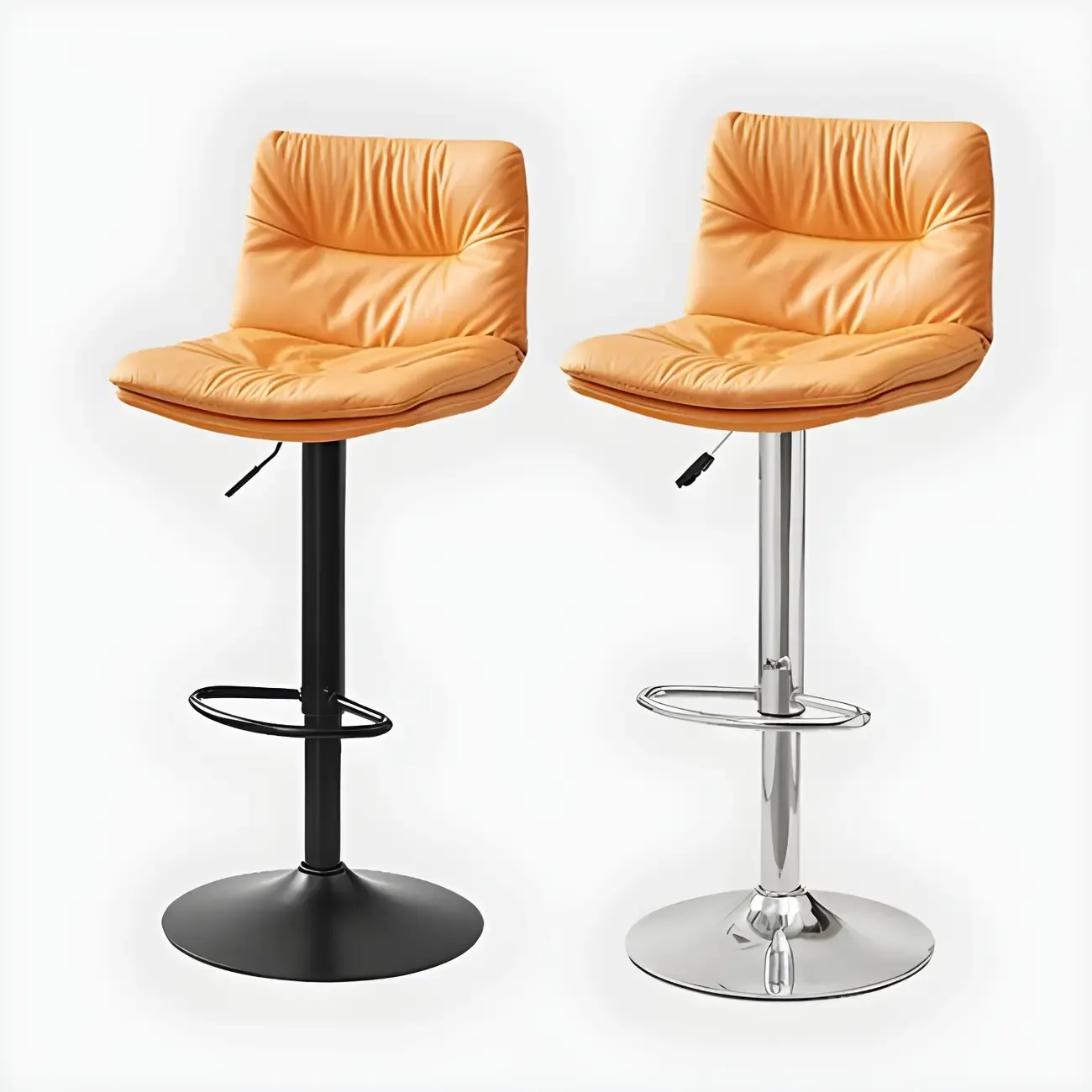 Modern Leather Saddle Swivel Adjustable Bar Stool