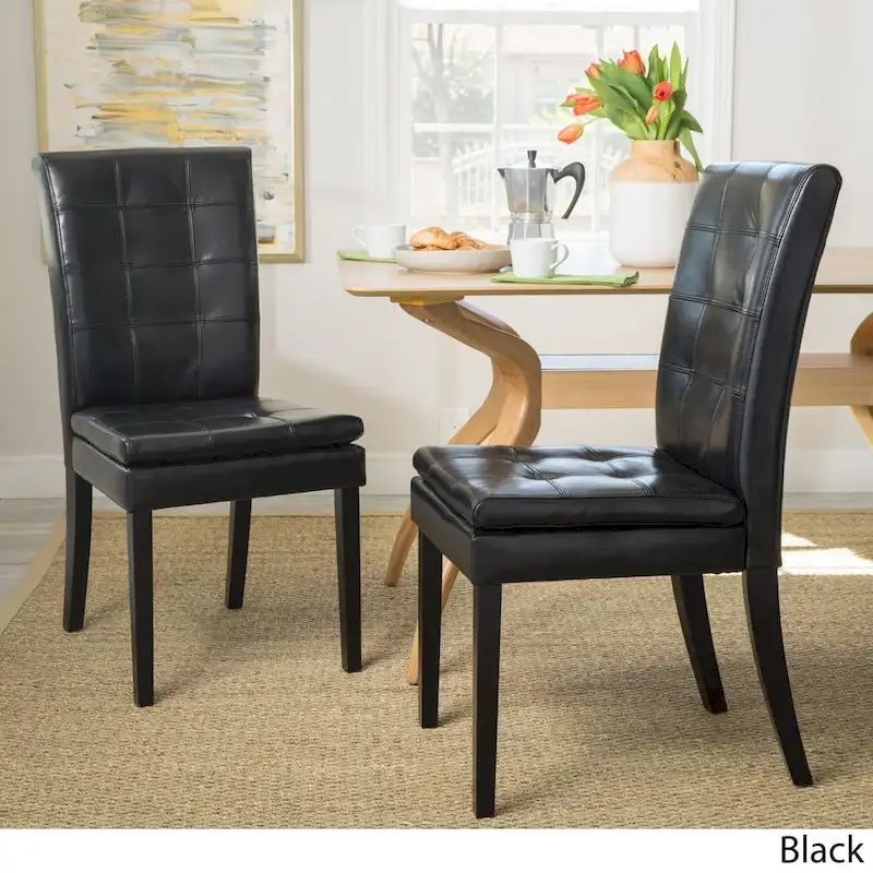 Crayton Leather Dining Chair (Set of 2) by Christopher Knight Home