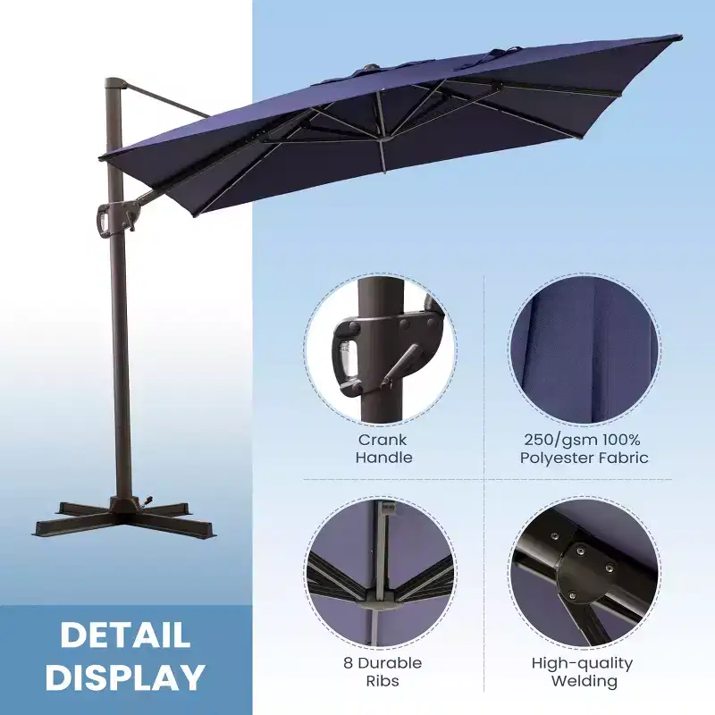 Crestlive Products 9x11FT Cantilever Patio Offset Umbrella 1-Tier Top No Base