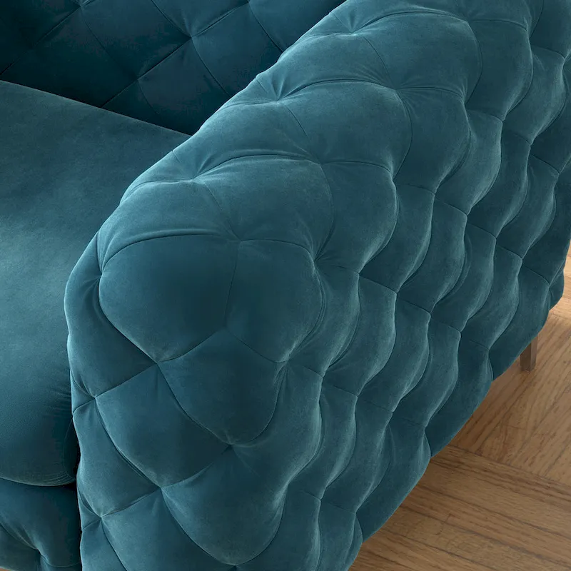 Corvus Aosta Tufted Velvet Loveseat and Sofa Living Room Chesterfield Set