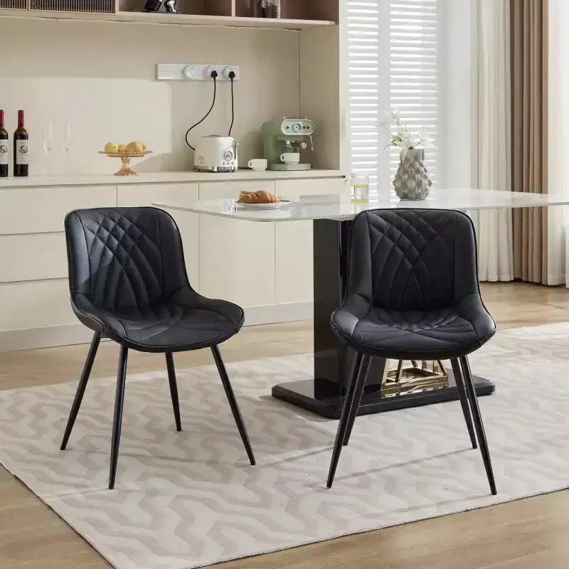 Zeus & Ruta Mid-Century Modern Dining Chairs Set of 2 with Faux Leather Upholstered, Comfortable for Kitchen & Dining Room