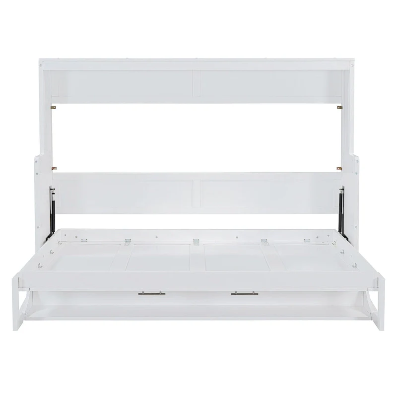 Queen/Full Size Murphy Bed with Hydraulic Lift & Desk Design