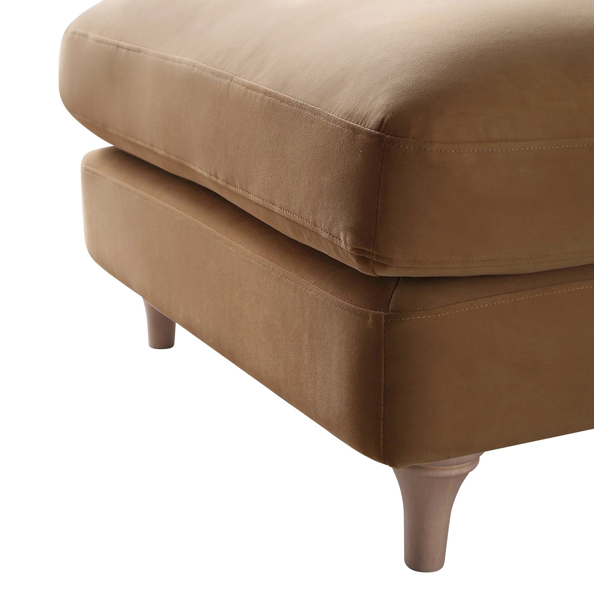 Camel Velvet Sofa, Footstool