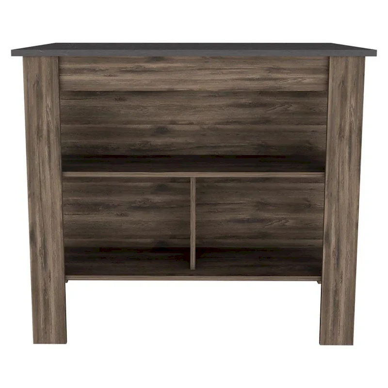 HomeRoots Dark Brown and Onyx Kitchen Island with Three Storage Shelves - 27.5 X 40.50 X 27.50