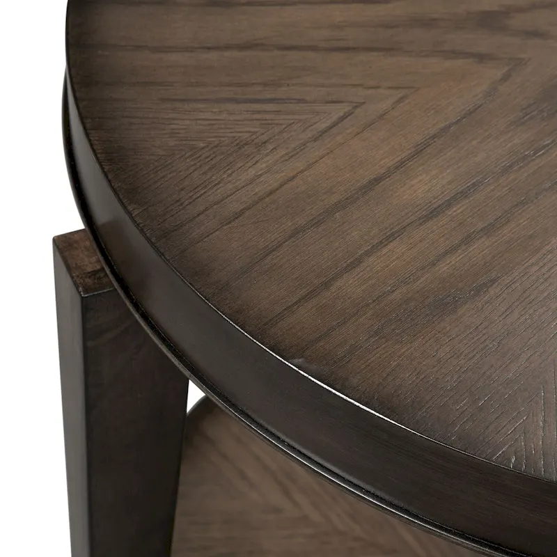 Espresso Stone Round End Table
