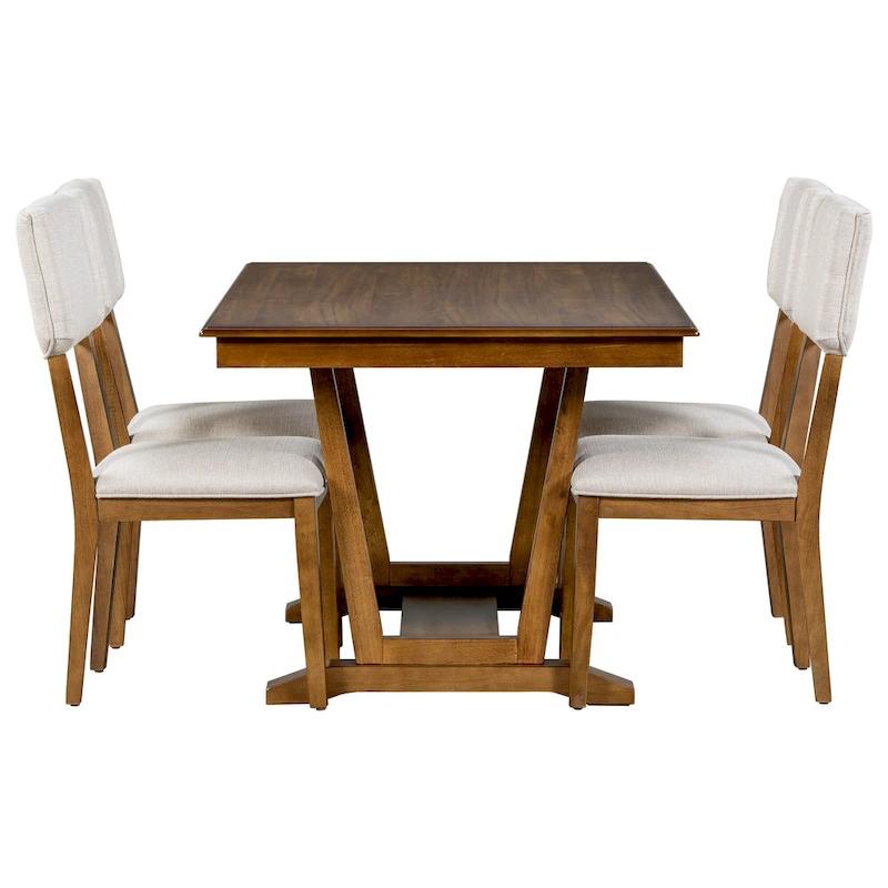 5-Piece Wooden Dining Table Set with 59 Rectangular Table & 4 Chairs