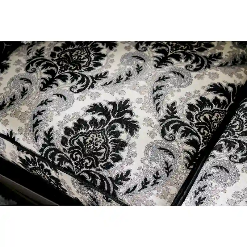 Dhumketu Traditional Black Fabric Semi-Firm Loveseat by Gracewood Hollow