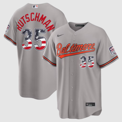Baltimore Orioles Adley Rutschman Gray USA 250 Fourth of July Road Stadium Jersey