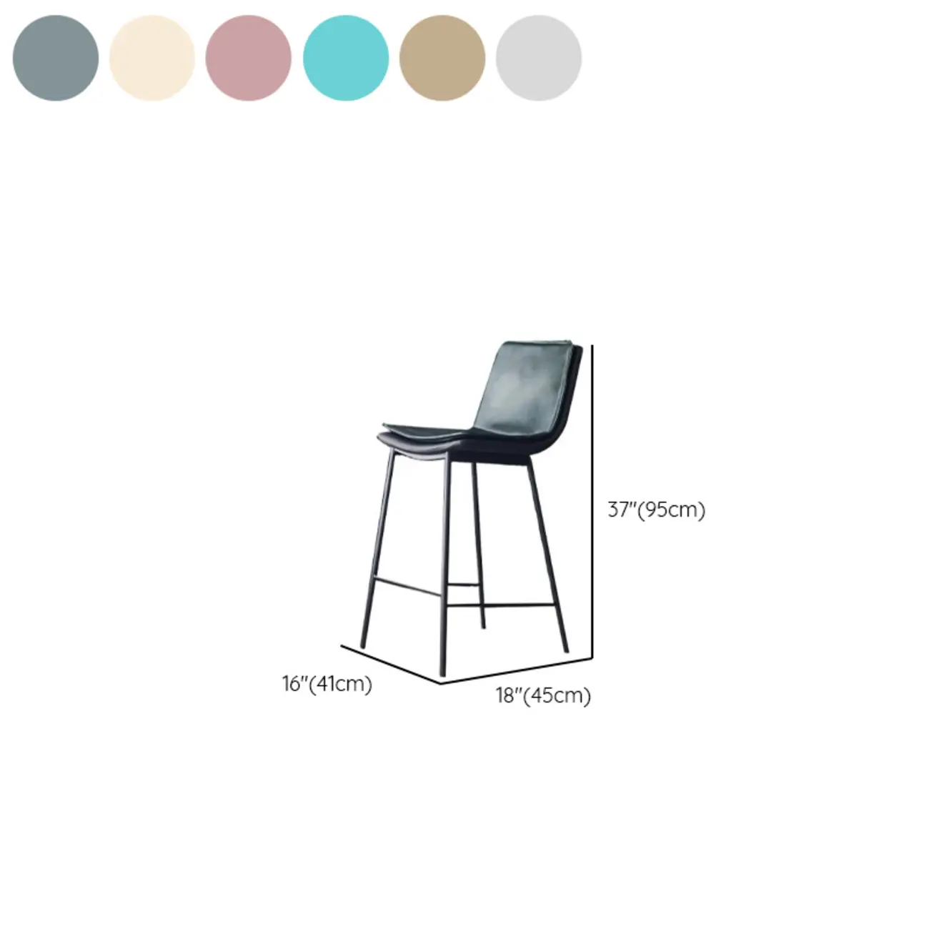 Modern Leather Counter Height Bar Stool with Back
