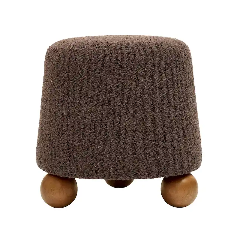 Chocolate Brown Boucle Upholstered Stool - Small