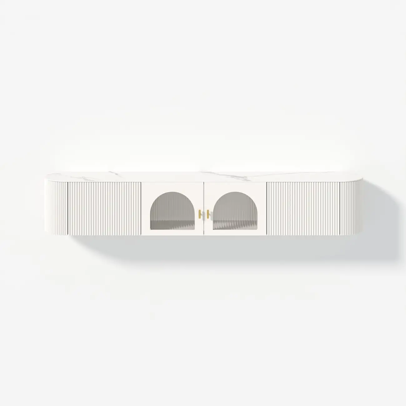 White Modern Marble 2-Drawer Wall-Mounted TV Stand