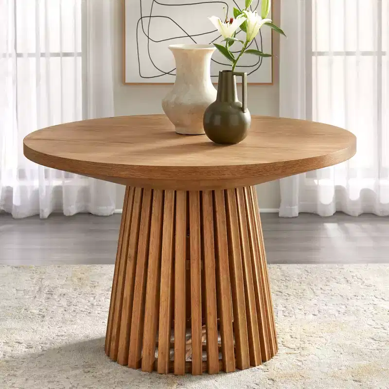 Buylateral Morena Modern 45" Round Dining Table Light Walnut
