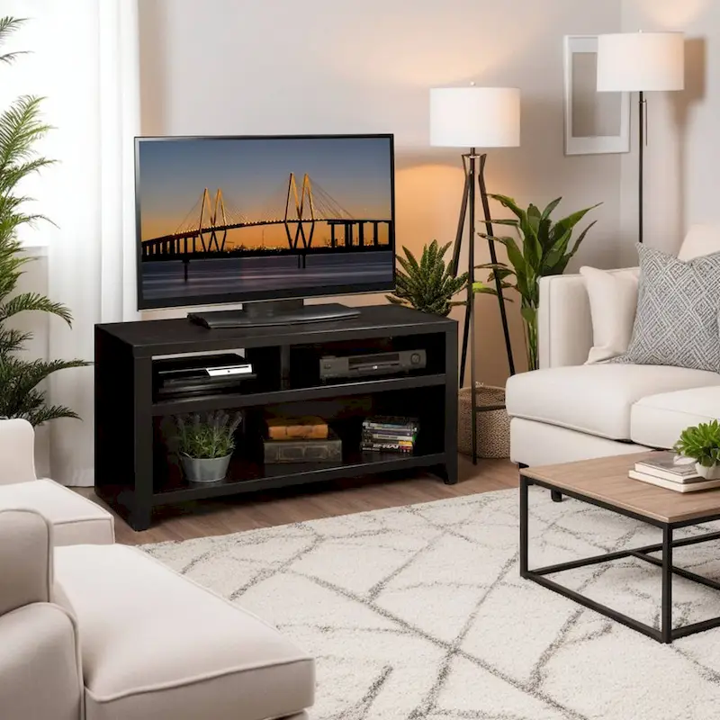 48 Inch TV Stand for TVs up to 55 Inches, No Assembly Required, Mocha Finish