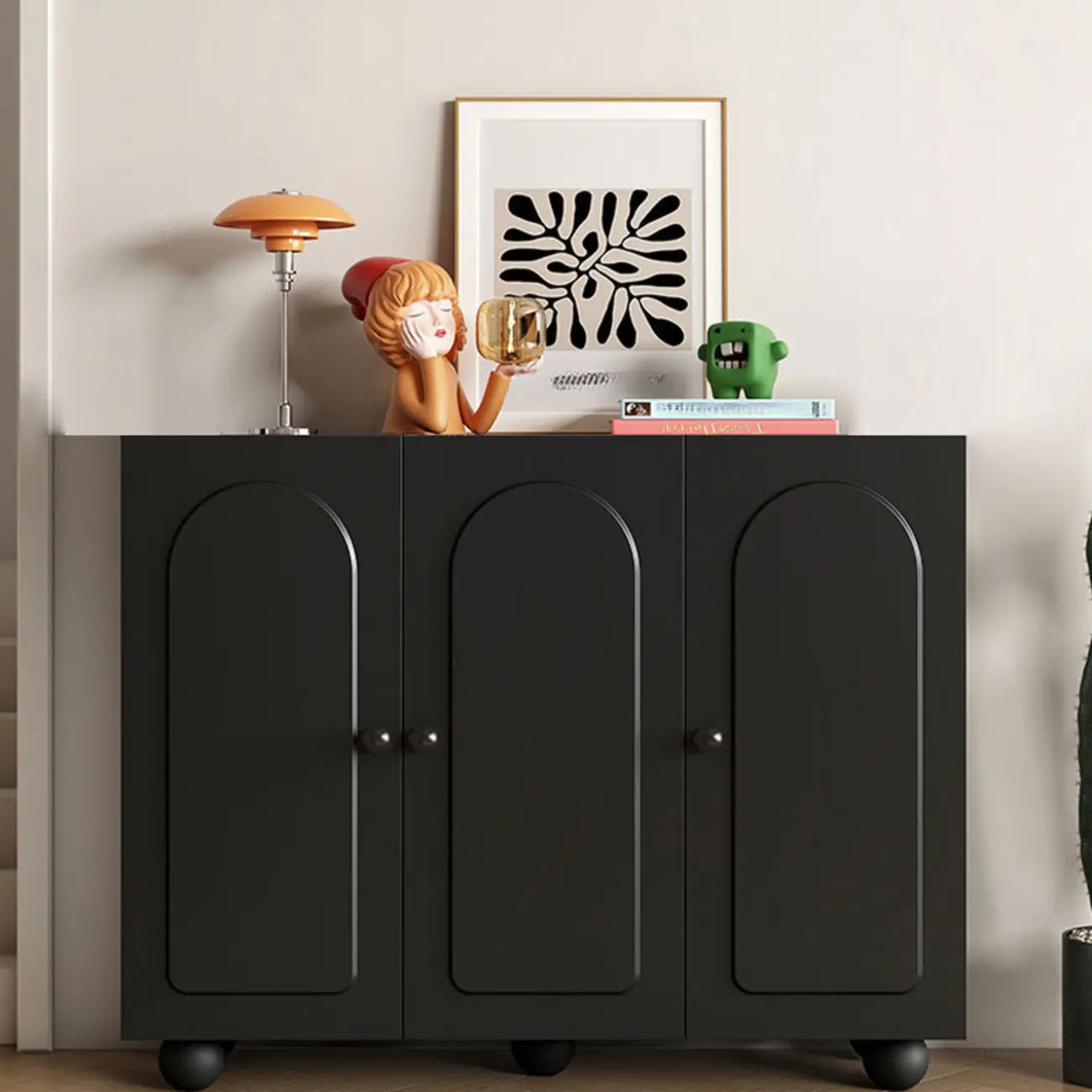 Black Metal Shoe Cabinet with Adjustable Shelves