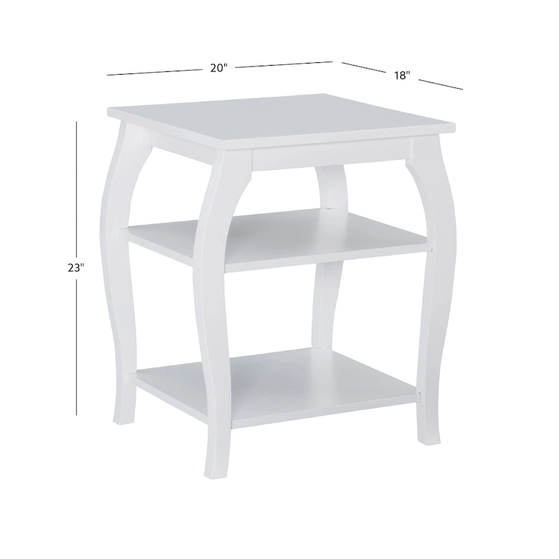 Ingrid Wood Farmhouse Side Table with 2 Shelves