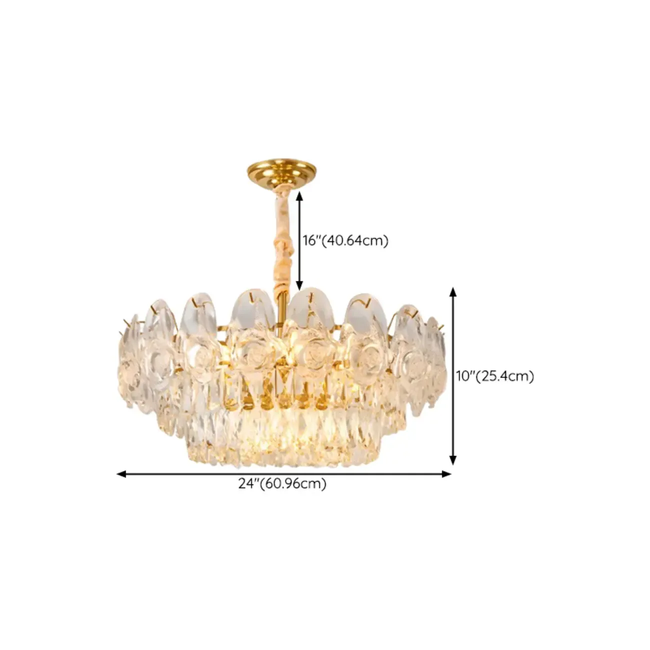Modern Luxury Gold Tiered Crystal Round Chandelier