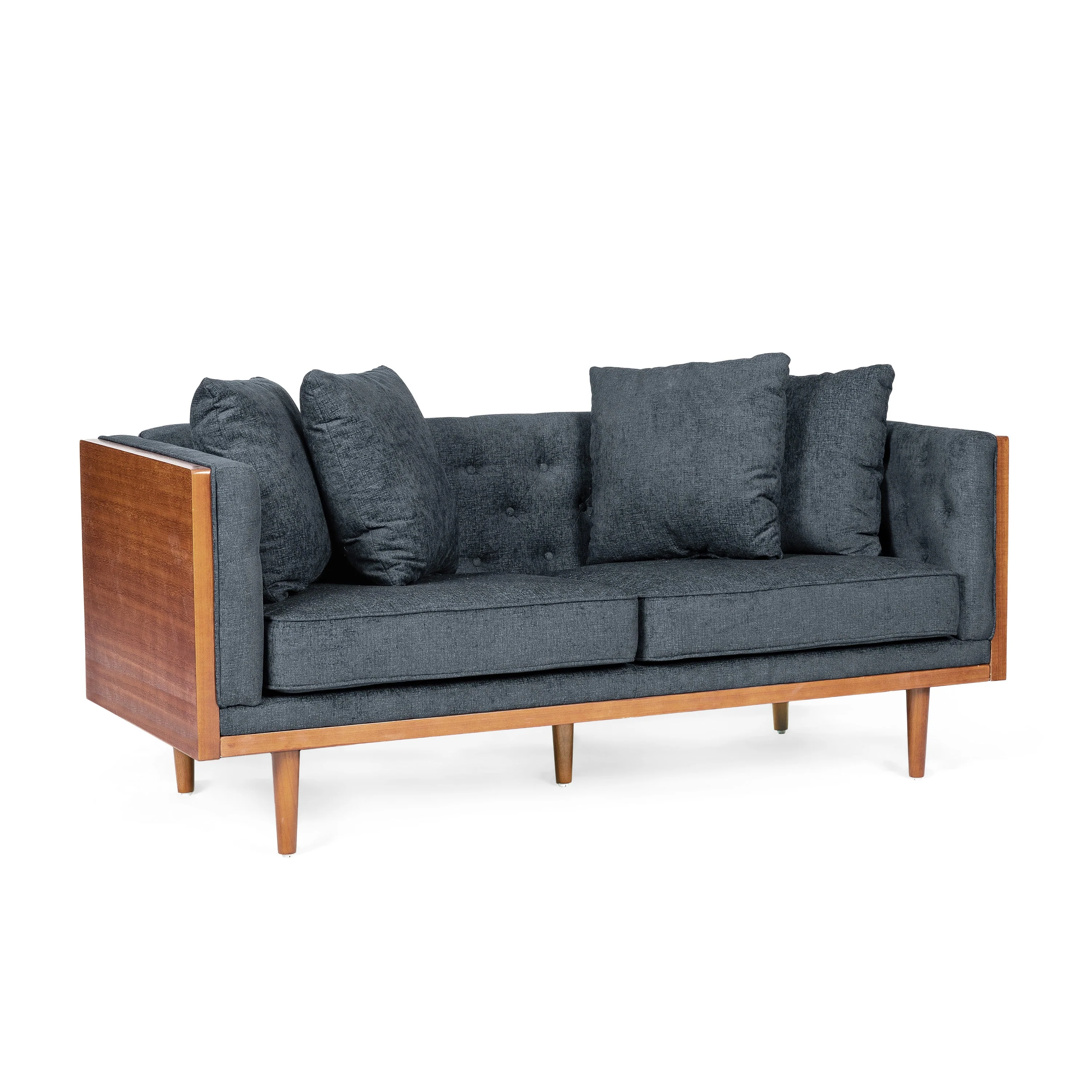 Mid-Century Modern Button-Tufted Loveseat