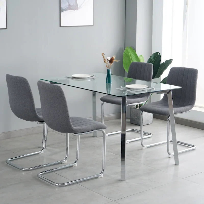 Set of 4 Modern Dining Chair with Metal Legs