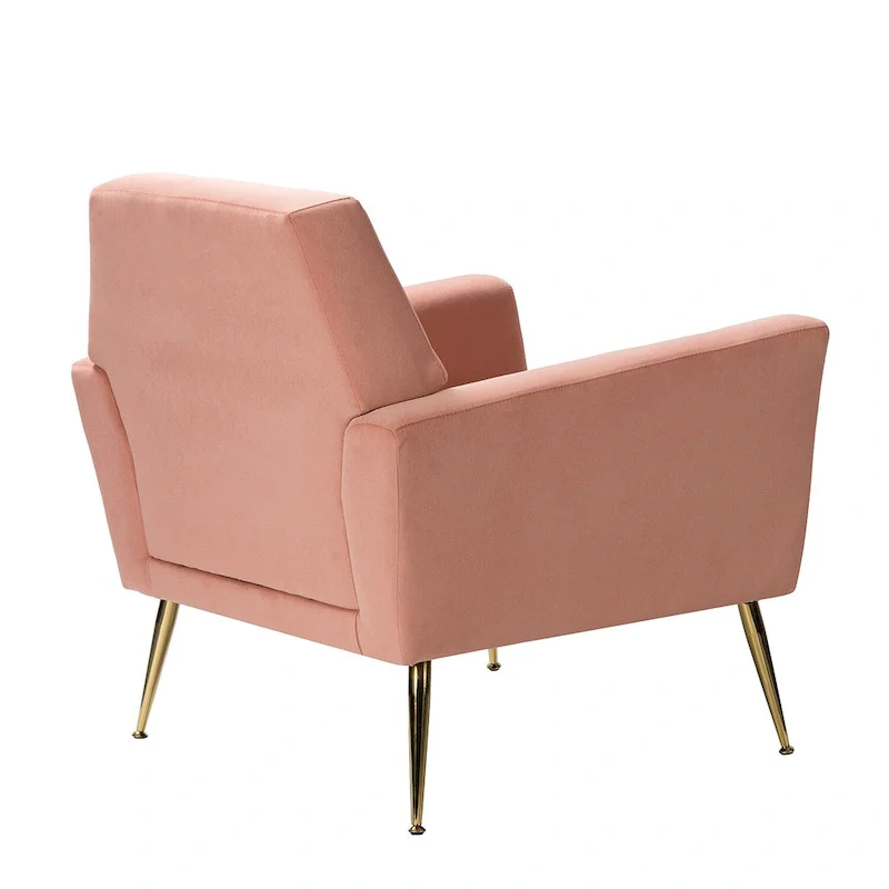 Velvet Tufted Accent Armchair with Gold Metal Legs – 250lbs Capacity