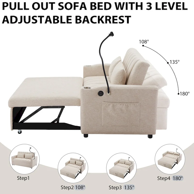 Convertible Loveseat Sofa, Pull Out Sofa Bed
