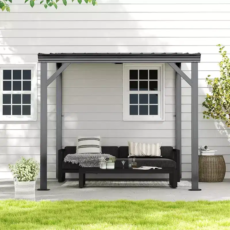 Clihome 8'x 8' Wall-Mounted Gazebo with Hidden Drainage System