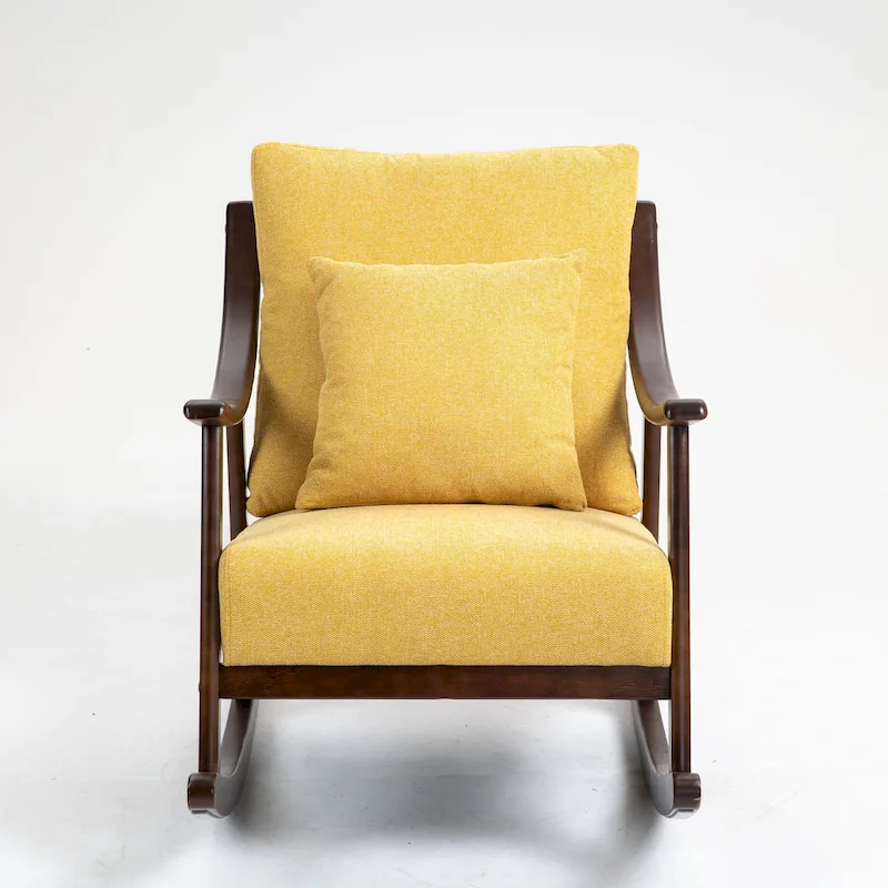 Linen Solid Wood Rocking Arm Chair