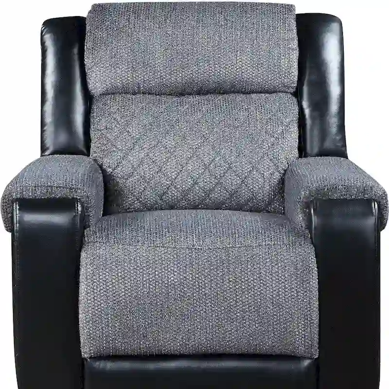 39  Black And Gray Faux Leather And Fabric Manual Recliner