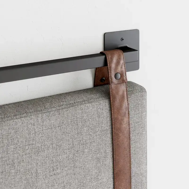 Nathan James Harlow Wall Mount Upholstered Headboard with Metal Rail