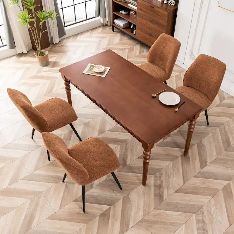 Mid Century Modern Armless Fabric Dining Room Chairs Set of 2