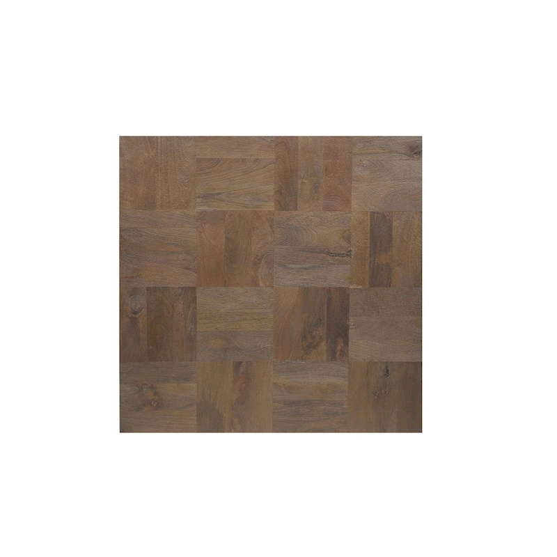 HomeRoots 40  Dark Brown and Black Solid Wood Square Block Coffee Table